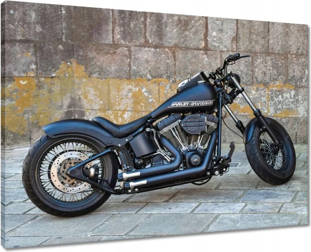 Vászonkép 70x50 Harley Davidson Motorkerékpár Fekete matt