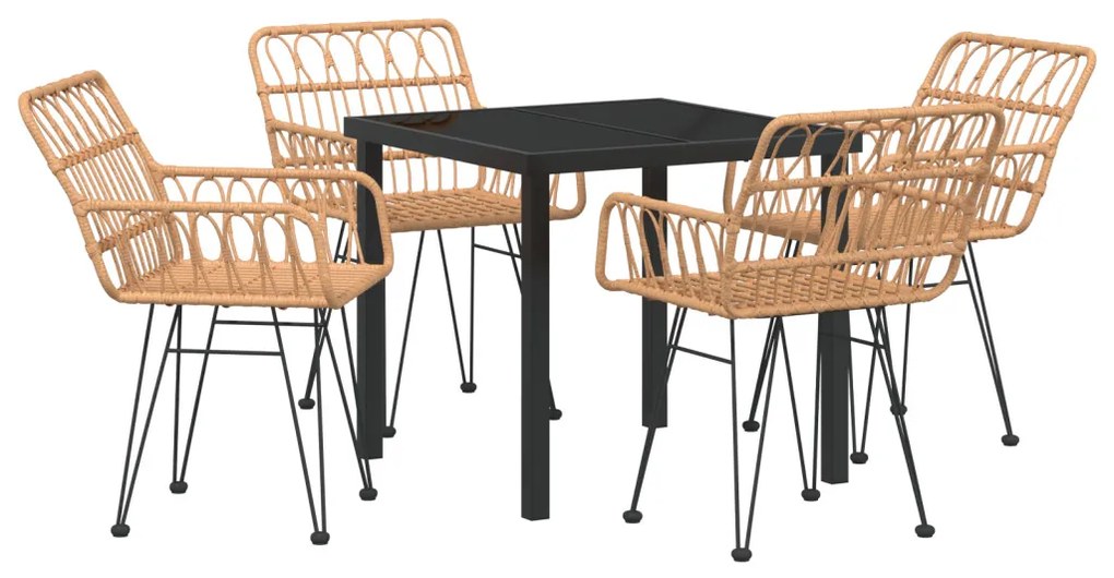 5 darabos Kerti Étkező Szett Barna Poly Rattan