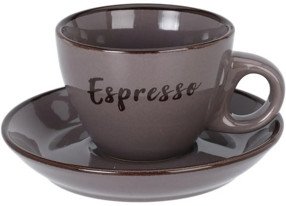 Espresso kőagyag csésze csészealjjal, 100 ml, sötétszürke
