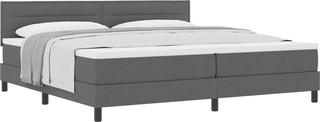 vidaXL Boxrugós ágy matracmal Sötétszürke 200 x 200 cm szövet