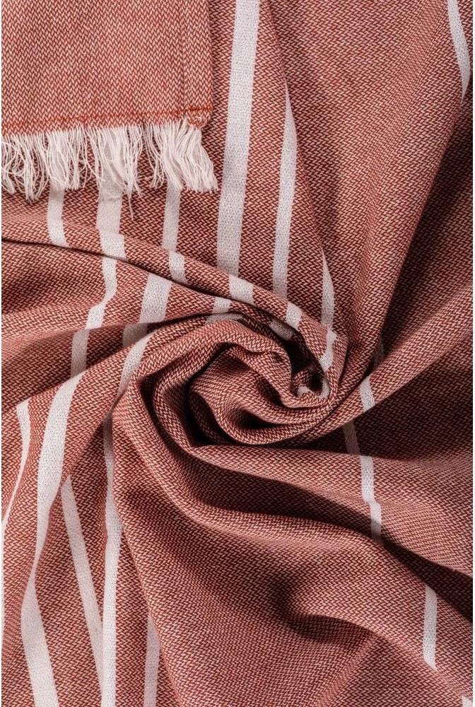 Terrakotta színű pamut takaró 150x200 cm Solene – Tiseco Home Studio