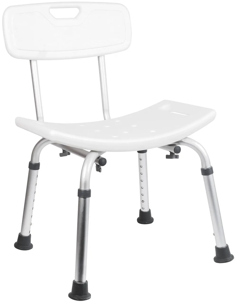 BISK Erga Handicap PRO, téglalap alakú fürdőszobai szék háttámlával 495x545x840 mm, fehér, ERG-07657