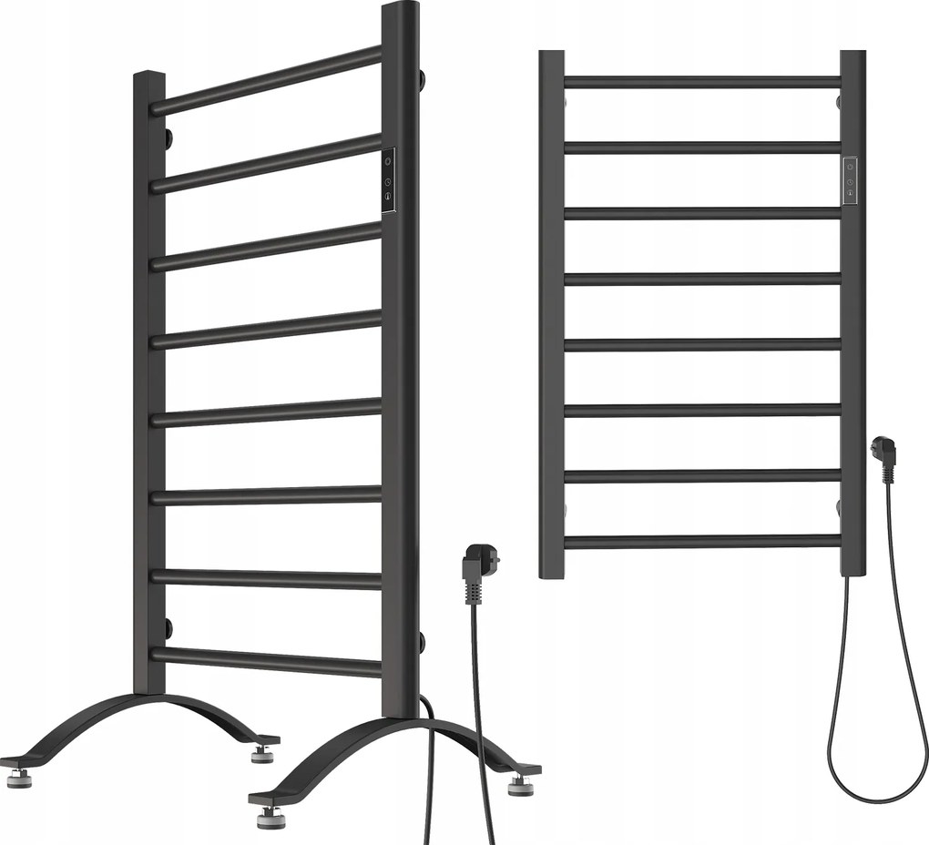 Fürdőszobai Elektromos Álló Acél Radiátor 200W 500 x 800 mm Fekete