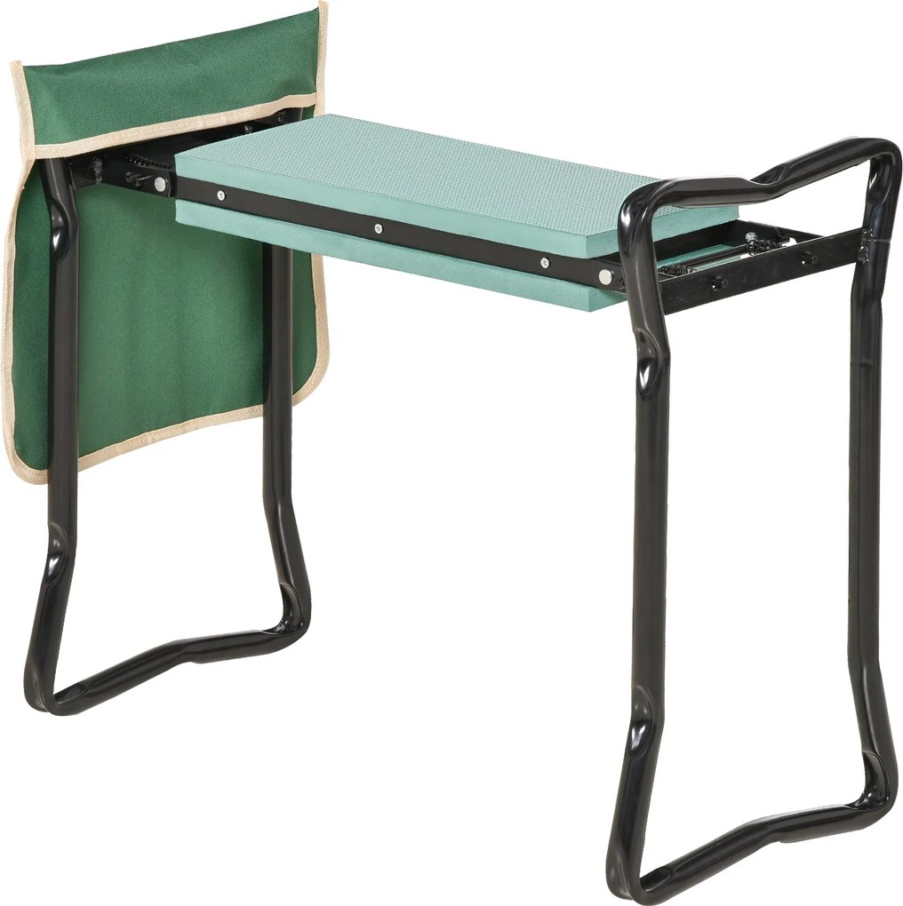Outsunny Összecsukható Kert Kneelő Pad, Párnával, 150 kg-ig terhelhető, Kerti Pad Kneeléshez és Üléshez 58 x 28 x 49 cm Zöld | Aosom