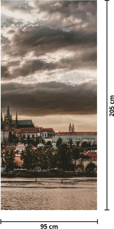 Fotótapéta ajtóra - Felhős Prága (95x205cm)