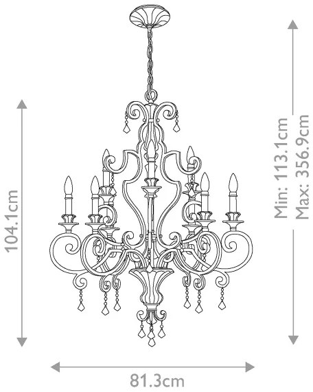 Quoizel QZ-MARQUETTE9 - Csillár láncon MARQUETTE 9xE14/60W/230V