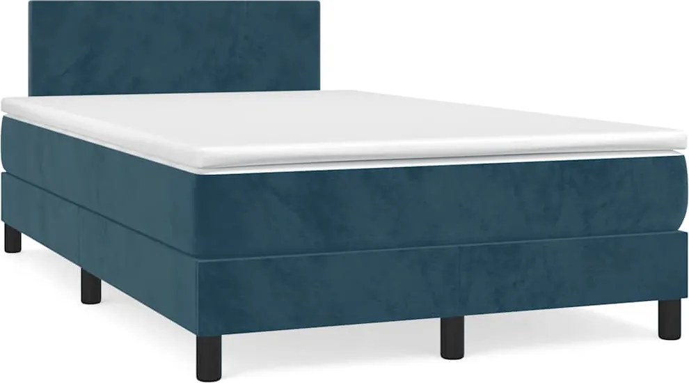 vidaXL sötétkék bársony rugós ágy matraccal 120 x 200 cm
