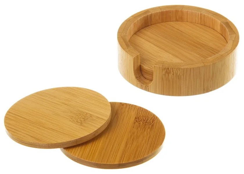 Barna bambusz poháralátét szett állvánnyal 4 db-os – Casa Selección