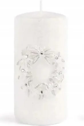 Glamour Koszorúgyertya henger kicsi 7x7x15paraffin fehér