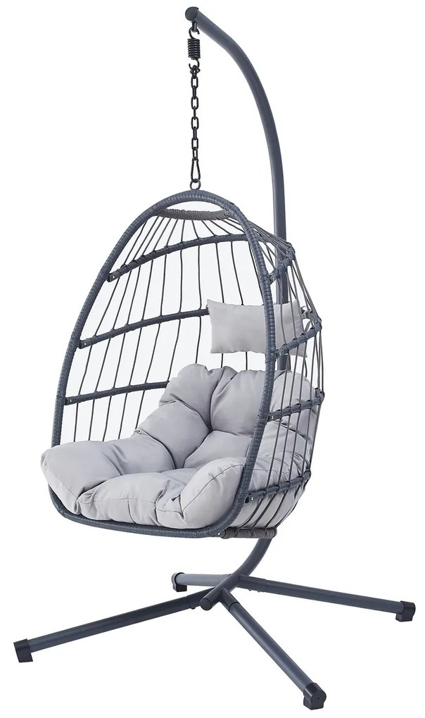 Autronic Függőfotel, fém, polirattan, szürke, AZ-V 1269GREY