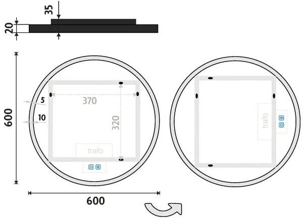 NIMCO ZPC 28000RVX-90 - LED fürdőszobai tükör 3000-6500K, átmérő 60 cm, IP44