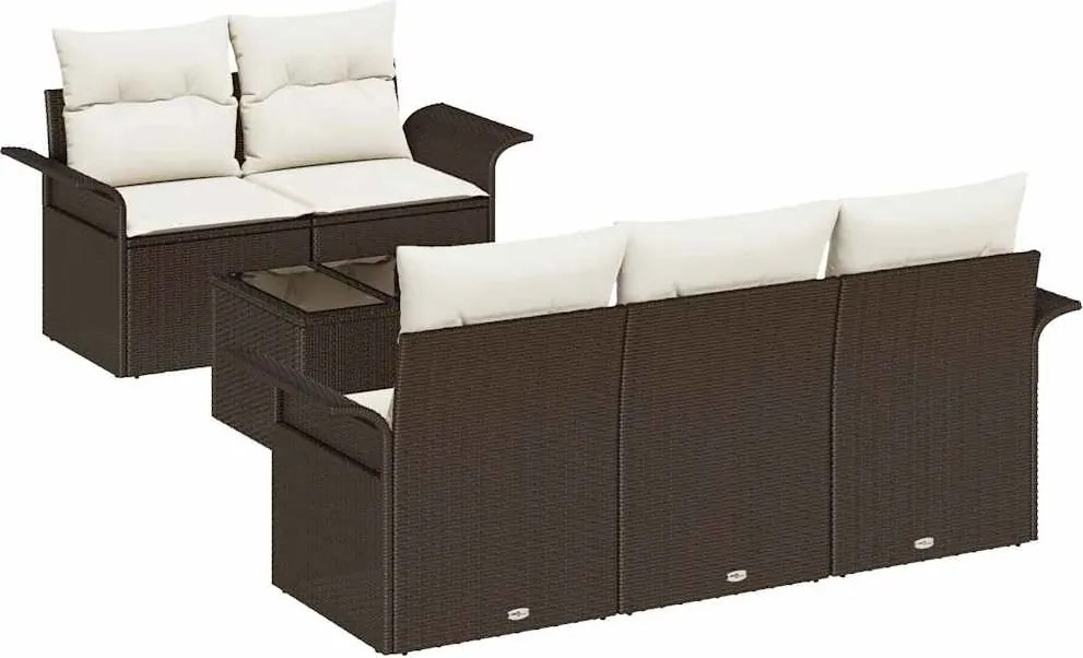 vidaXL Kerti Kanapé Szett párnával tárolóval 6 pcs Barna és Krém