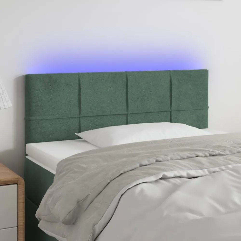 sötétzöld bársony LED-es fejtámla 80 x 5 x 78/88 cm