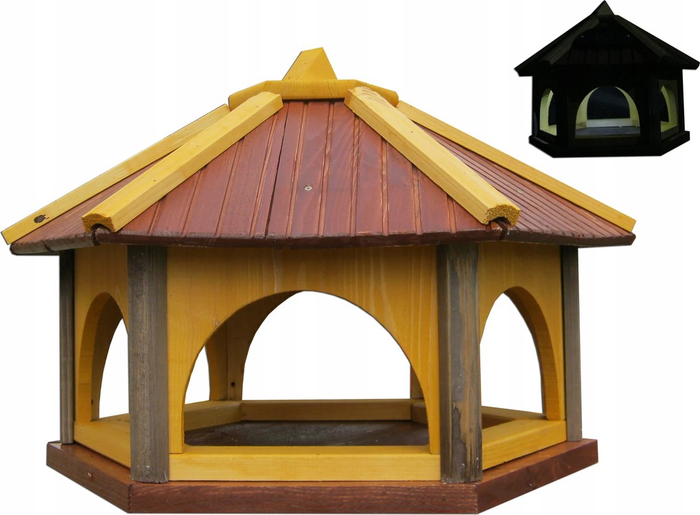 Nagyméretű fa madáretető kertbe K60_S XXL LED-es napelemes modullal