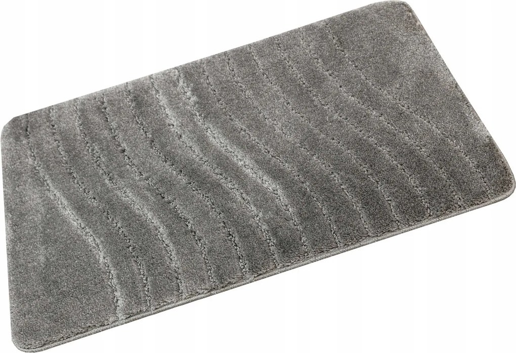 Fürdőszobaszőnyeg Csúszásgátló Szürke Hullámos Szőnyeg Sara 60x100 cm