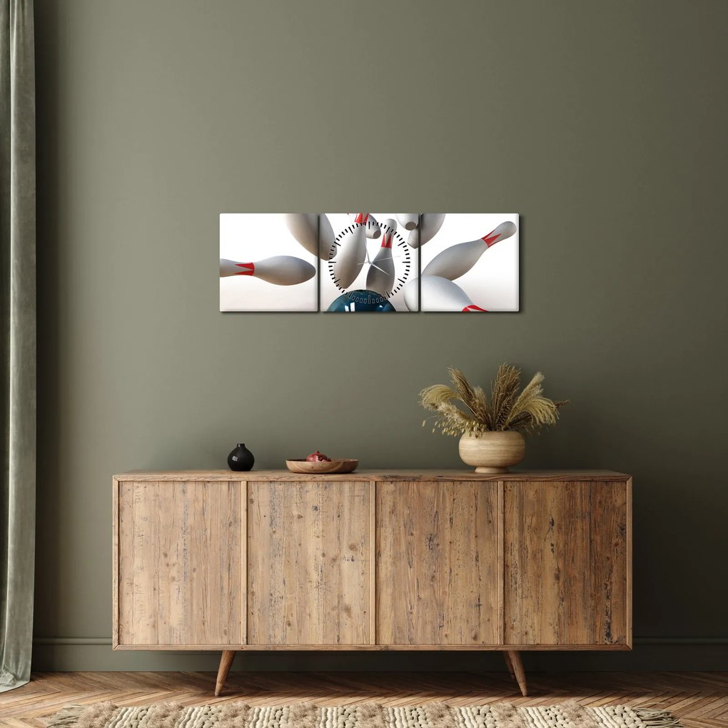 Kép - bowling (órával) (90x30 cm)