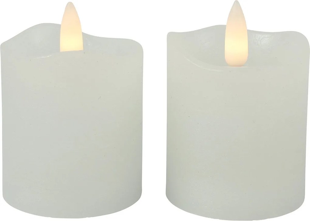 LED oszlopos gyertya LYON 8 cm fehér, szett 2 db