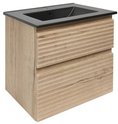 Naturel Savona Fürdőszobaszekrény mosdóval, 2 fiókos 58x53x44,8 cm matt Halifax tölgy SAVONA260DHC
