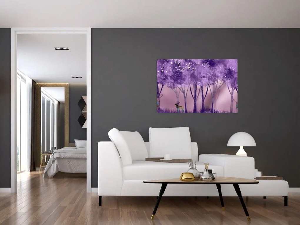 Kép - Szarvasok egy varázslatos erdőben (90x60 cm)