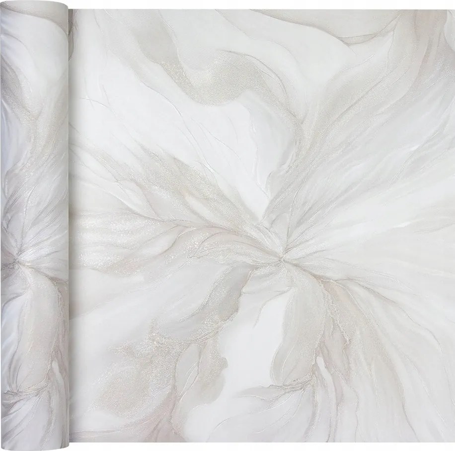 Fehér vinil tapéta flizelin dinamikus 3D hullám virág örvény utánzat