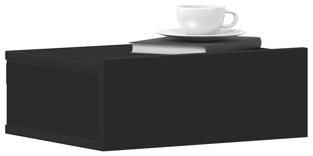 2 db fekete szerelt fa függő éjjeliszekrény 40 x 30 x 15 cm