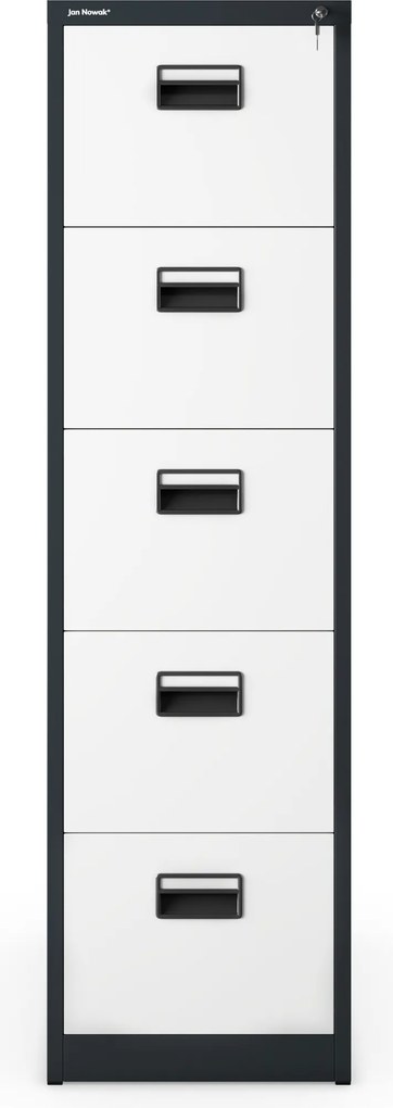 Fém iratszekrény 5 fiókkal, antracit-fehér, 460x1625.5x620 mm: SARA