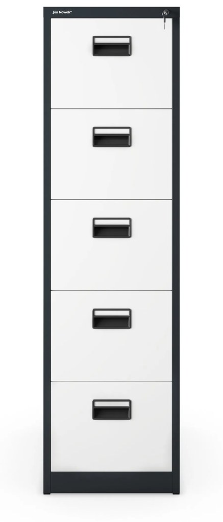 Fém irattartó szekrény, 5 fiókos SARA V5, 460 x 1630 x 620 mm, antracit-fehér