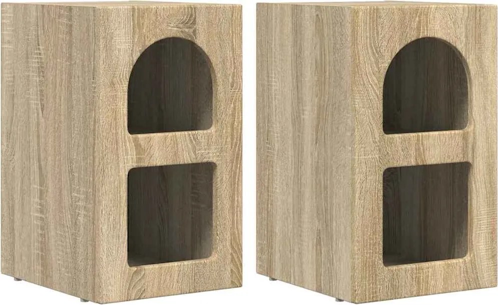 vidaXL Éjjeli asztal 2 pcs Sonoma tölgy 29,5 x 33,5 x 50 cm Faanyag