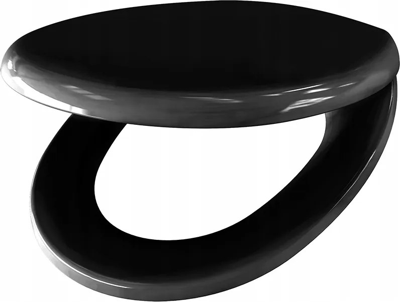 Fekete Wc-ülőke Wc Duroplast Lassan Ereszkedő Kemény Univerzális Tartós