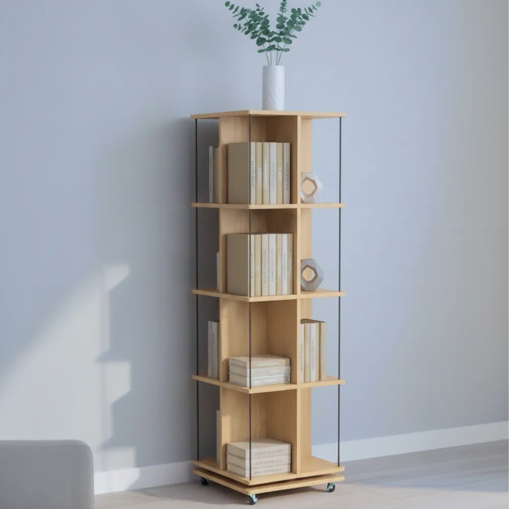 Forgó polcállvány, tölgy/fekete, POTOR