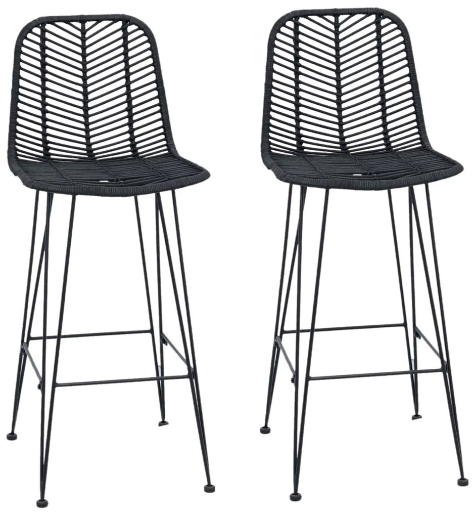 Bárszék 2 pcs Fekete 44,5 x 53 x 111 cm Rattan és Vas