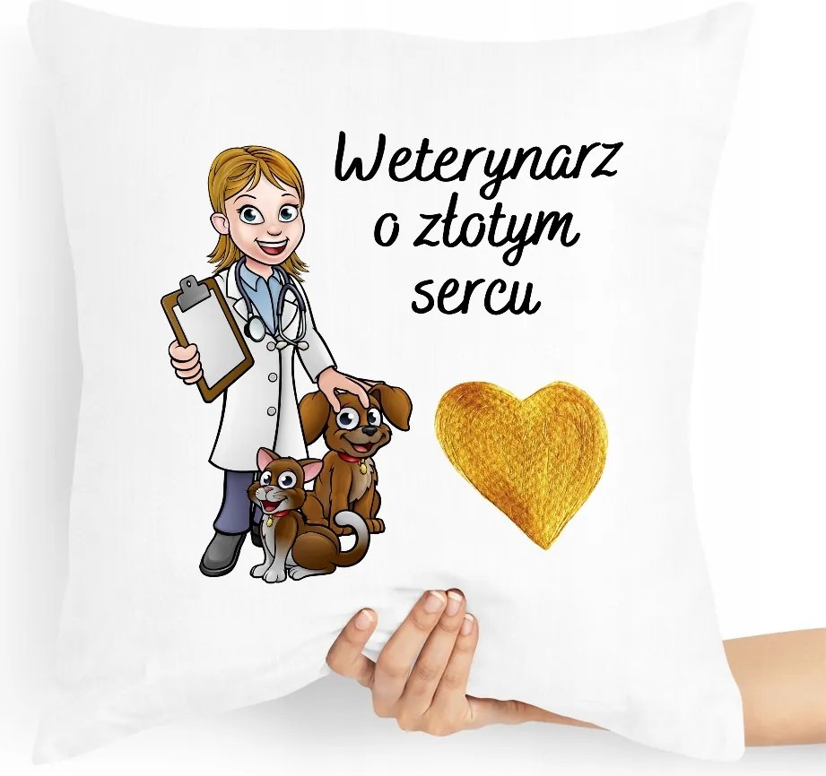 Ajándék Párna Arany Szívű Állatorvosnak, N-es fotóval