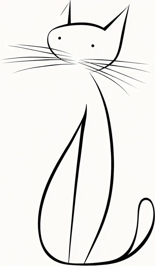 Vászonkép Canvas Grafika Line Art Rajz Macska Portré Vonal 80x80
