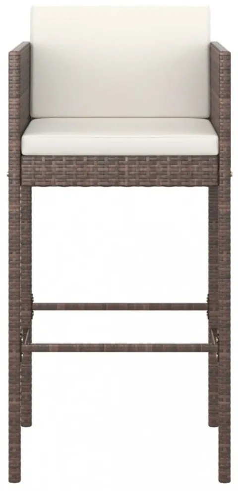 4 db barna polyrattan bárszék párnákkal