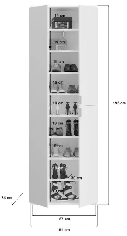 Project X 2 ajtós előszobai gardrób szekrény matt fehér