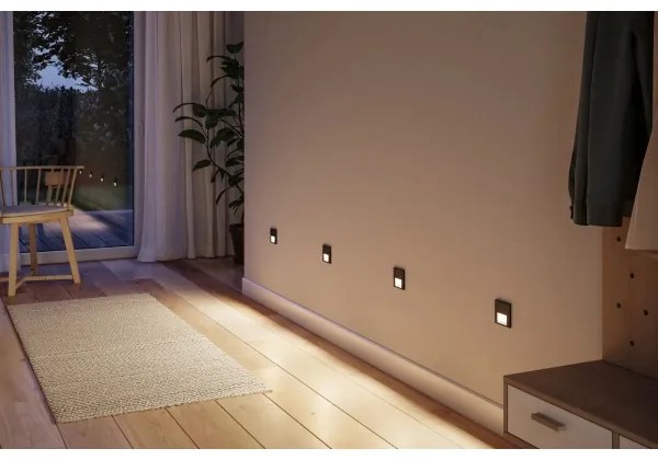 Paulmann 80004 - LED 1W lépcsővilágítás TSARO érzékelővel 230V fekete