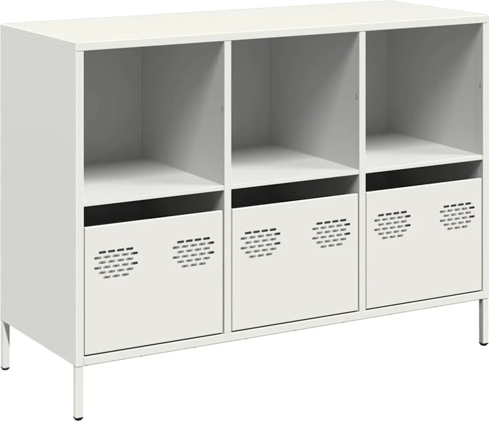 vidaXL fehér hidegen hengerelt acél tálalószekrény 101,5x39x73,5 cm