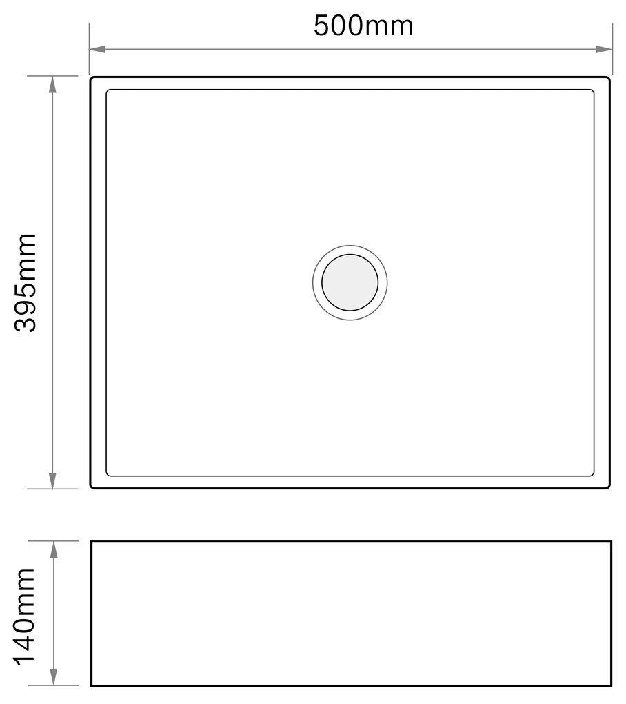 Erga Elsa, asztali mosogató 500x395x140 mm, fehér fényes, ERG-V03-9506-WH