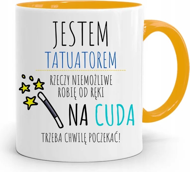 Tetoválóknak Tetováló Bögre Sárga Ajándék fényképes nyomtatással