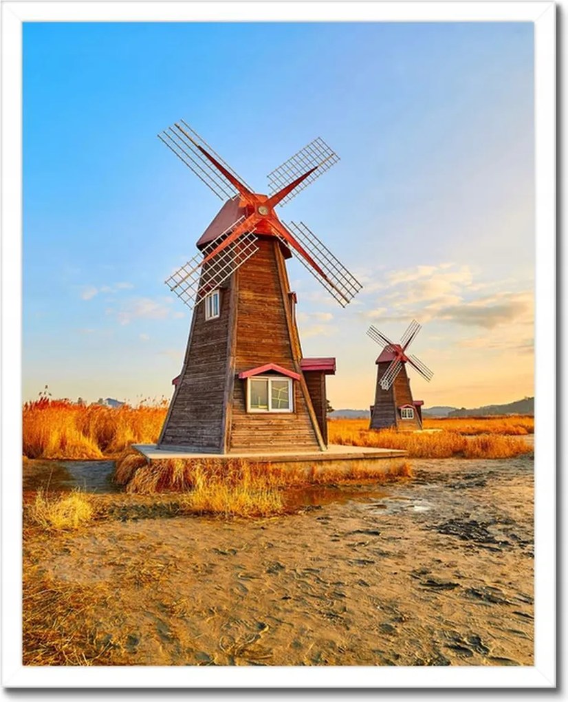 Poszterek keretben 40x50 Fa szélmalom Tájképek