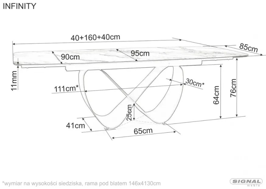 Infinity bővíthető étkezőasztal kerámia fekete 160-240 cm