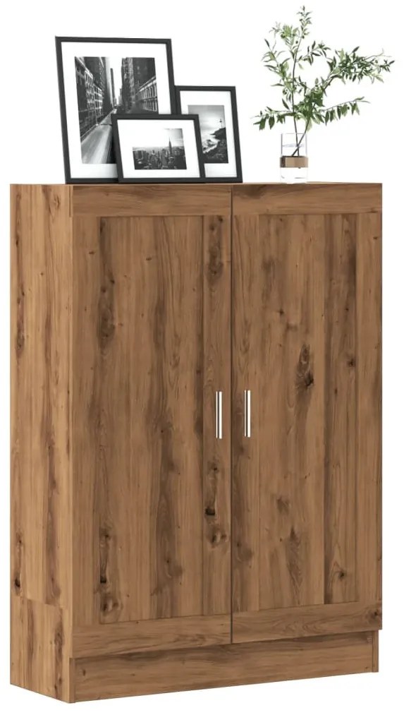 kézműves tölgy színű szerelt fa könyvszekrény 82,5x30,5x115 cm