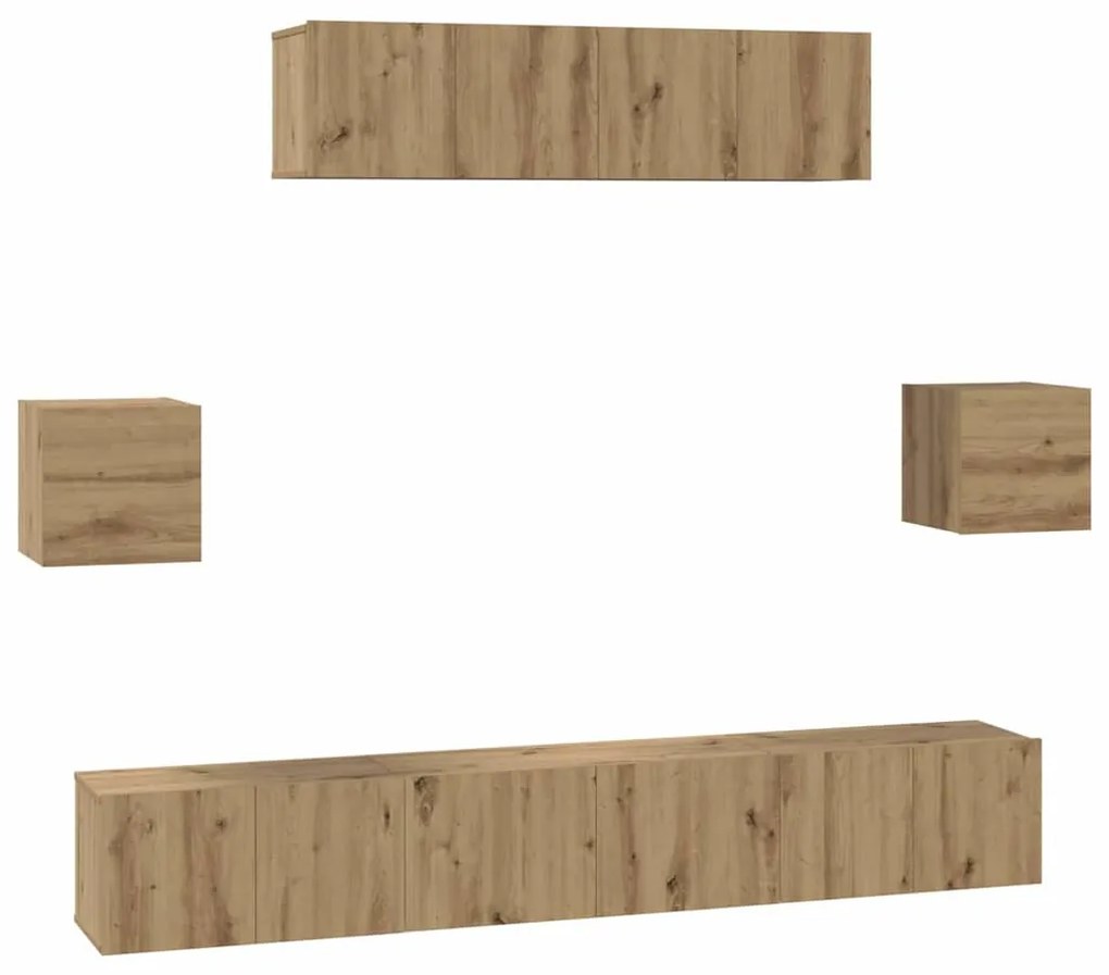 TV szekrény garnitúra 7 pcs kézműves tölgy 80 x 30 x 30 cm