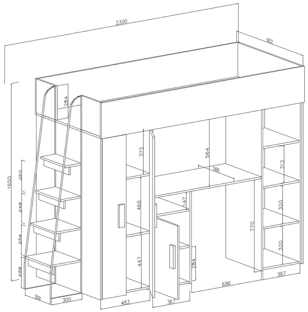 Kombinált gyerekágy 90 cm Puro 15 (matt fehér + fényes fehér + fényes fekete). 1087096