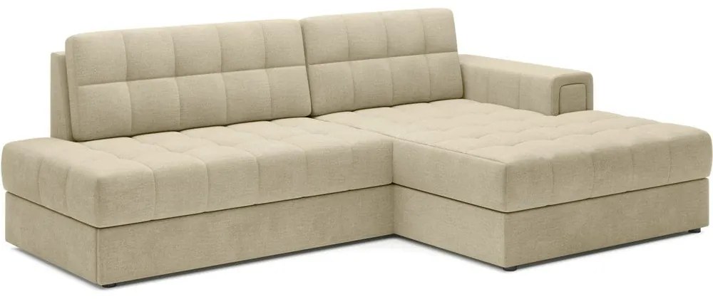 Világosbarna bársony kinyitható sarokkanapé (jobb oldali-heverő résszel) Blezalt – ELTAP