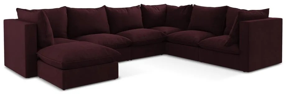 Borvörös sarokkanapé (jobb oldali-U alakú) Manao – Makamii