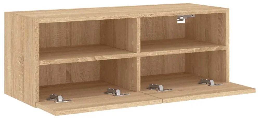 sonoma tölgy színű szerelt fa fali TV-szekrény 80 x 30 x 30 cm