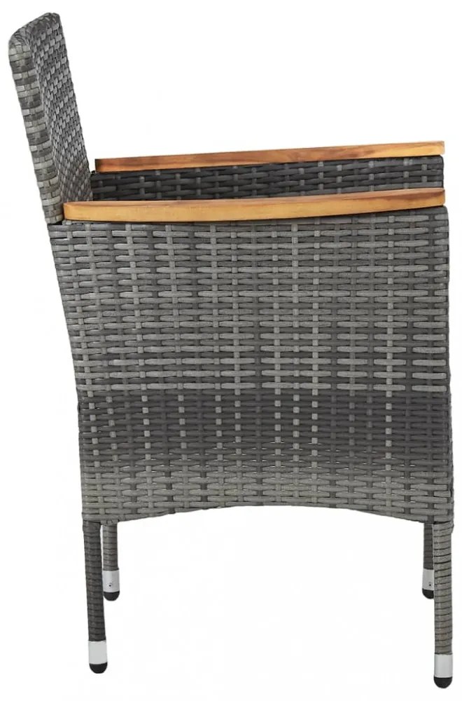 vidaXL 5 részes szürke polyrattan és akácfa kerti étkezőgarnitúra
