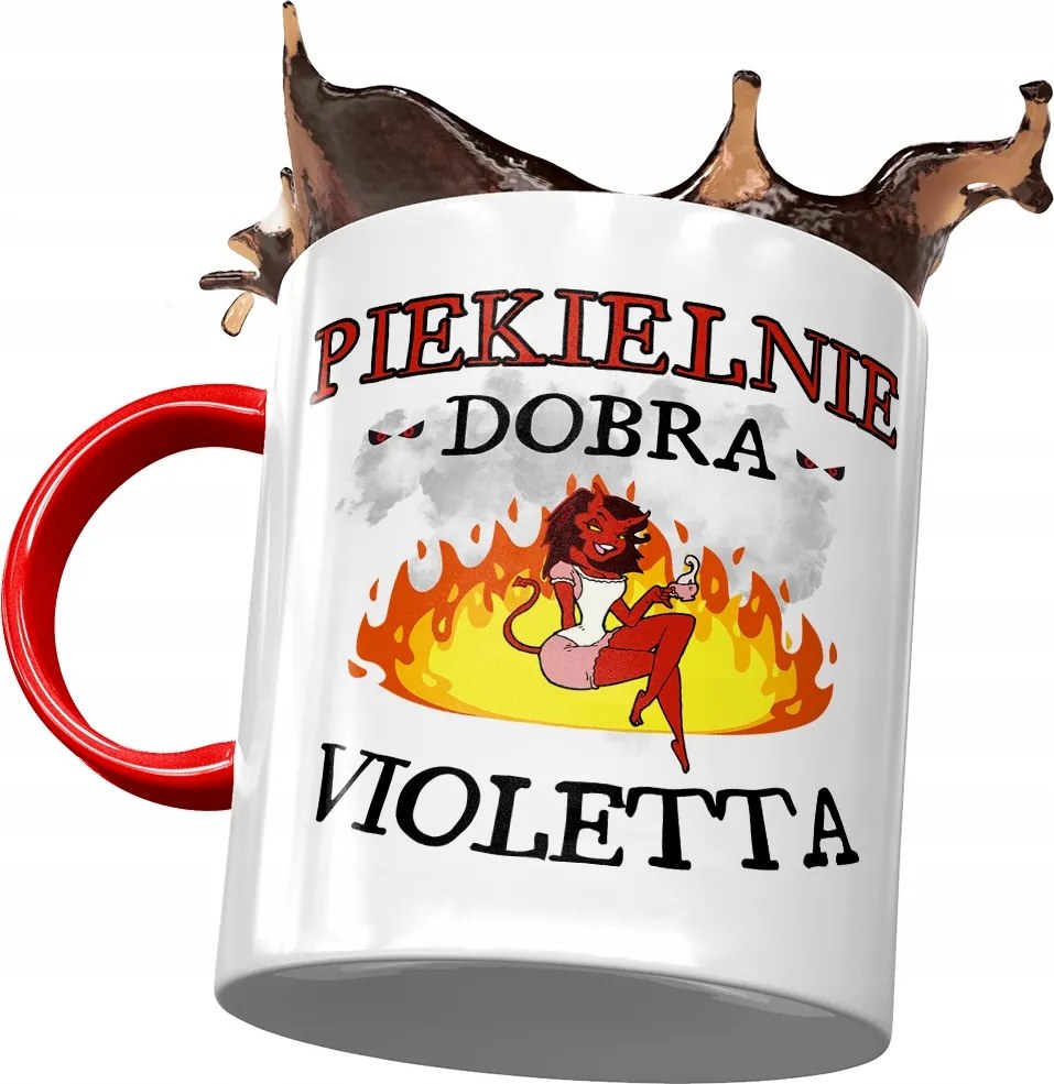 Piros Bögre Violetta Barátnő Feleség Ajándék Nyomtatott Fotóval
