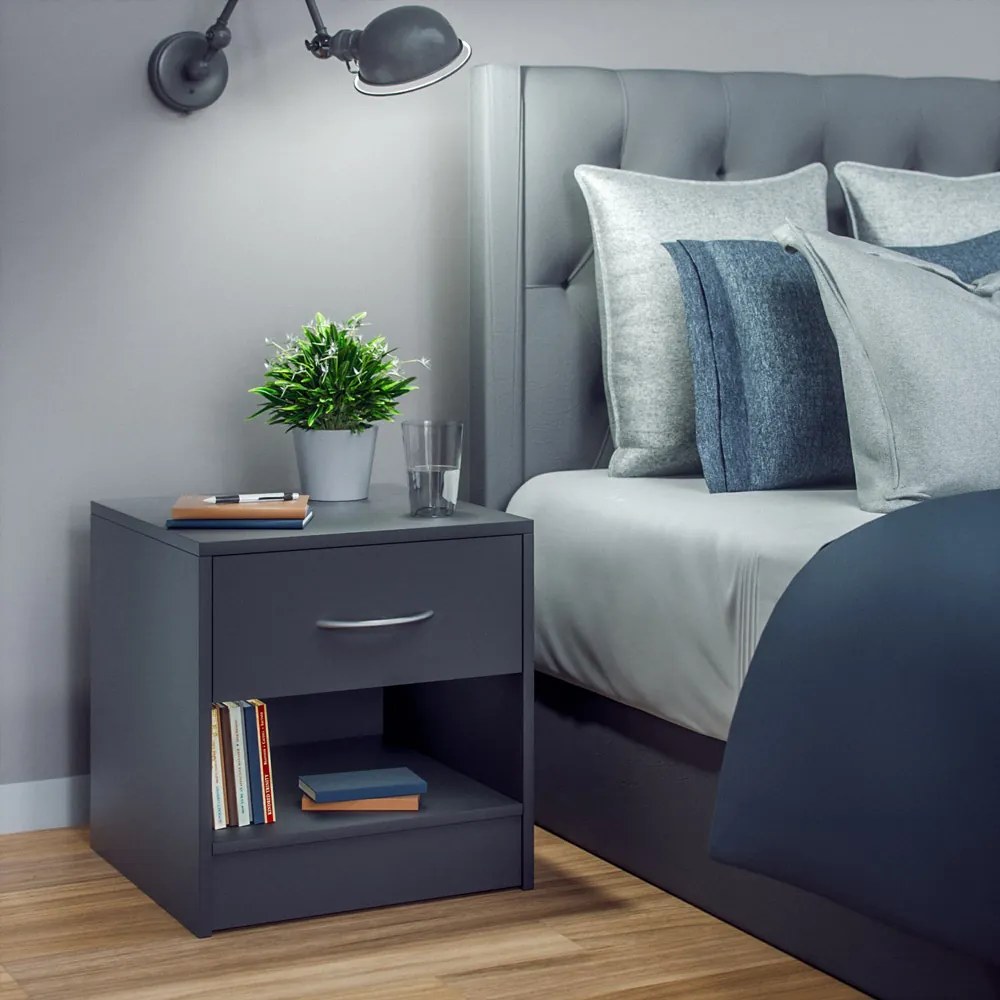 Casaria® Kiel éjjeliszekrény 41x39x28 cm - antracit
